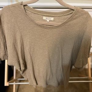 Madewell green flutter sleeve top